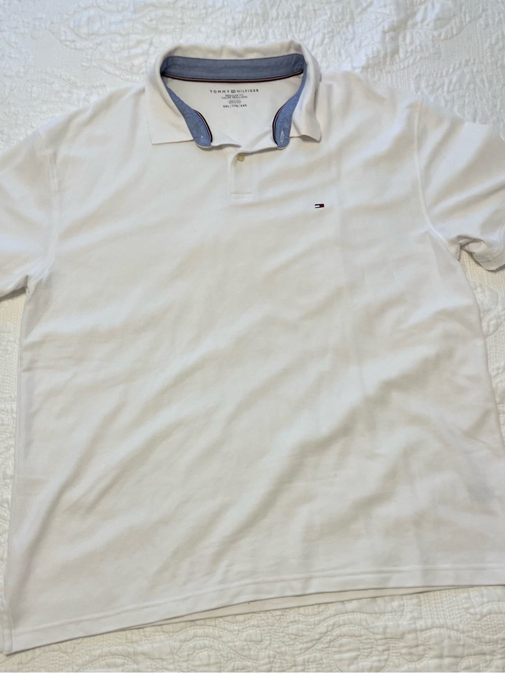 Tommy Hilfiger White Polo with Blue Contrast Collar